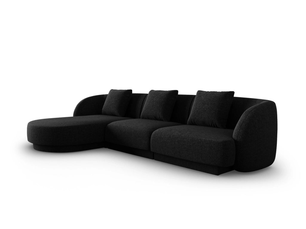 Cosmopolitan Design - Divano angolare sinistro "Tulum" 4 posti in ciniglia nero 