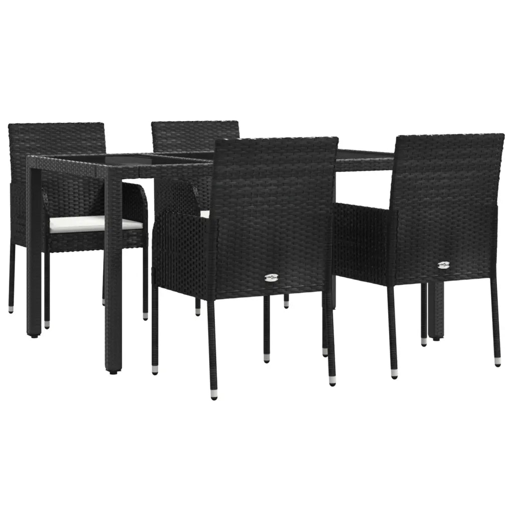 Set da Pranzo da Giardino 5 pz Nero con Cuscini in Polyrattancod mxl 76446