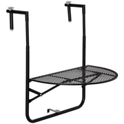 Easycomfort Tavolo da Ringhiera Pieghevole e Regolabile in Metallo, 60x60x57-72cm, Nero