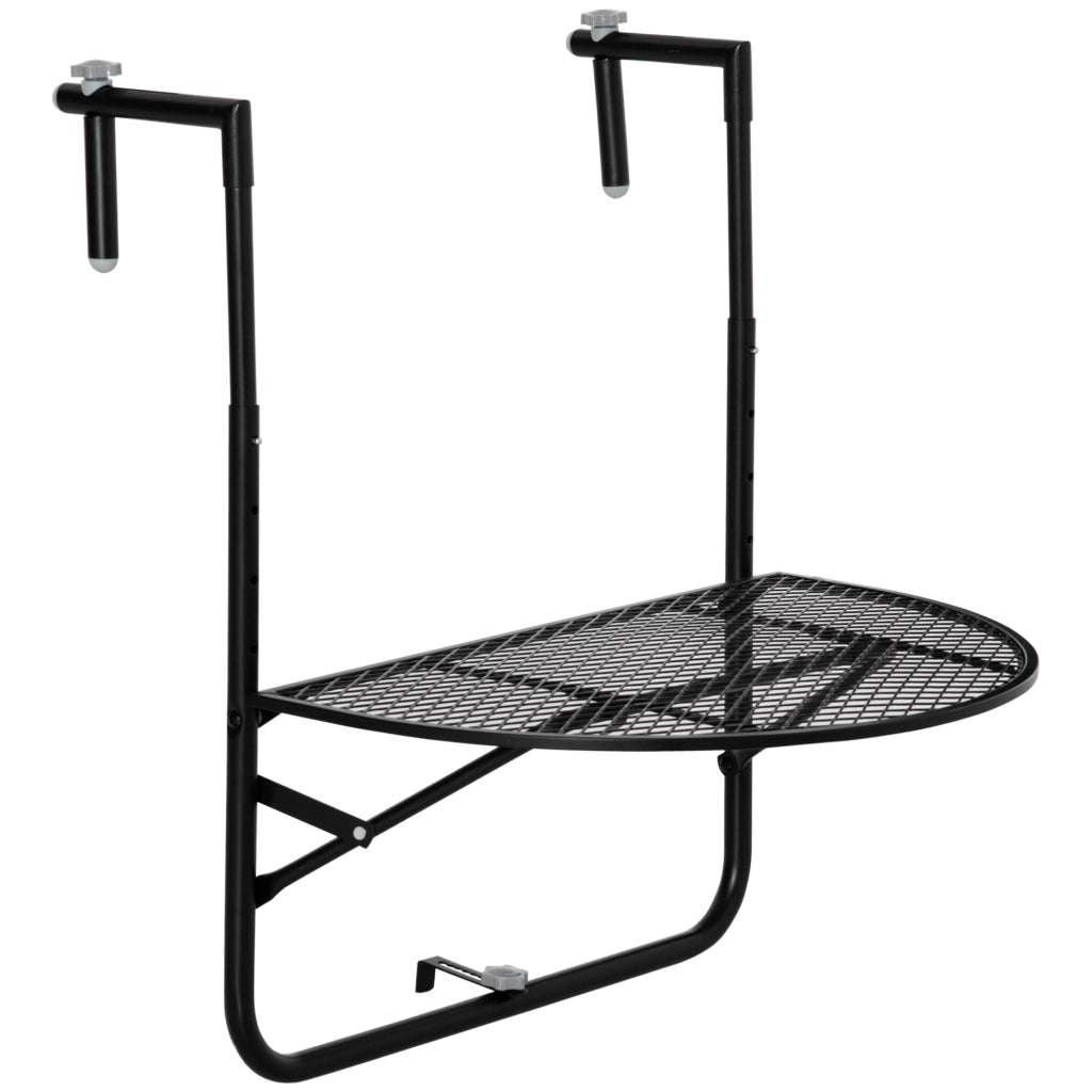 Easycomfort Tavolo da Ringhiera Pieghevole e Regolabile in Metallo, 60x60x57-72cm, Nero