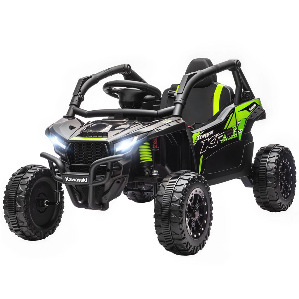 Macchina Elettrica per Bambini 3-5 Anni 12V con Licenza KAWASAKI. Doppio Motore. Telecomando e Musica. Nero