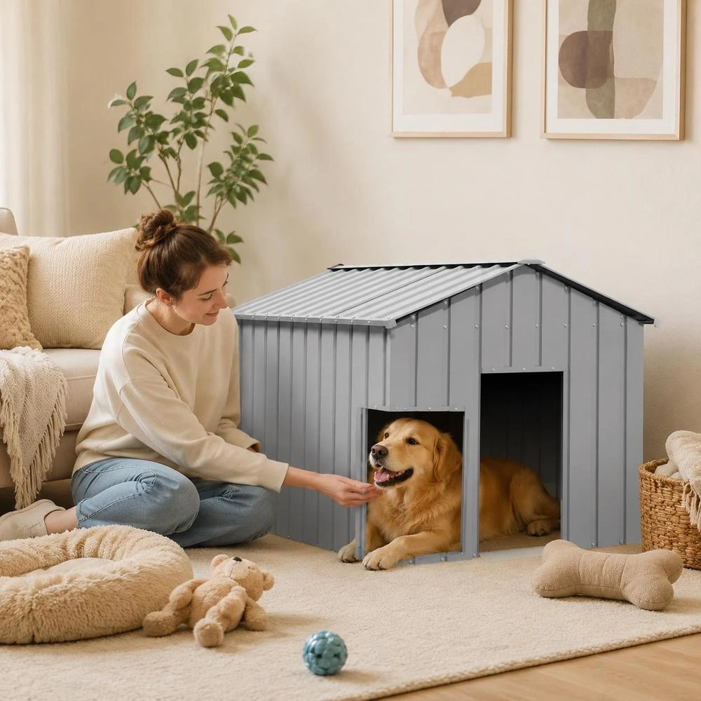 Doghouse With Roof 113x153x101 Cm Galvanized Steel