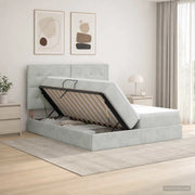 Letto con Contenitore Grigio Chiaro 200 x 200 cm Velluto 3459831