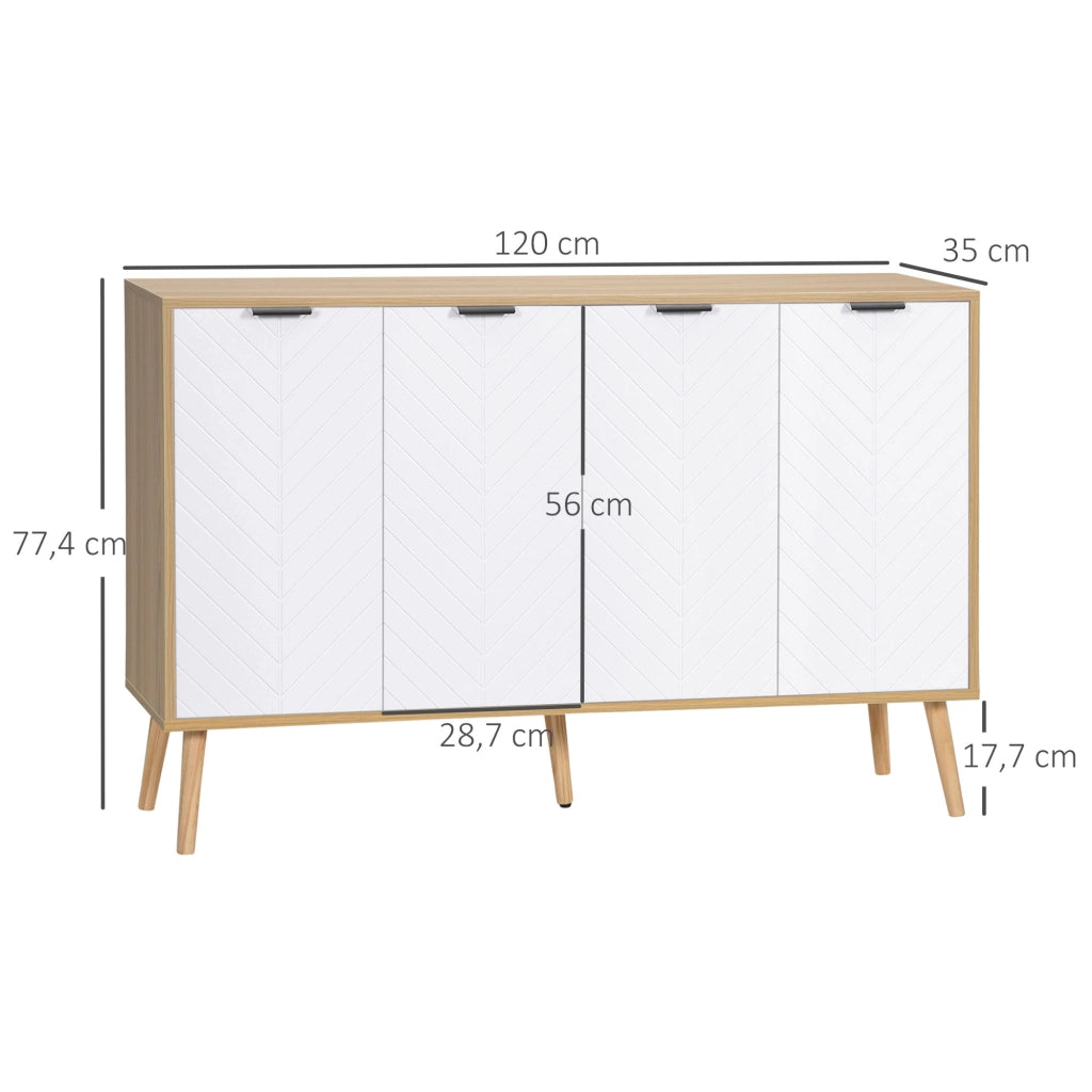 Cassettiera a 4 cassetti con ante e ripiani ¨C zephmum ¨C bianco 120x77.4x35 cm