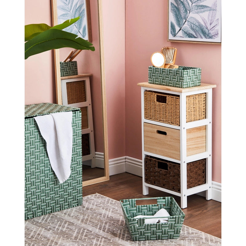 Set di 6 Porta Biancheria Twist Pieghevole Rett In Pp Intrecciato Verde 40x30x50
