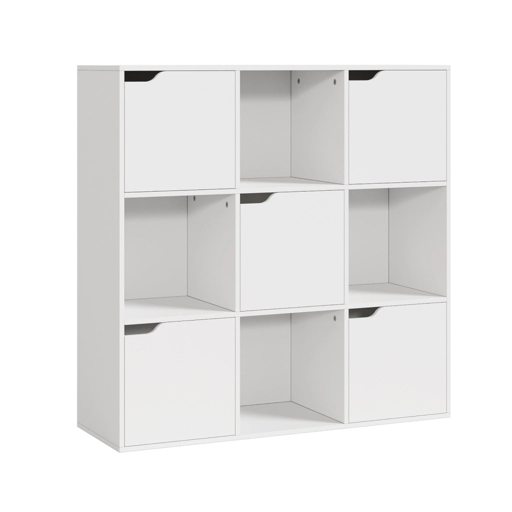 Scaffale per Cameretta Ljunshund con Vani Chiusi e Aperti 90 x 90 x 30 cm - Bianco [en.casa]