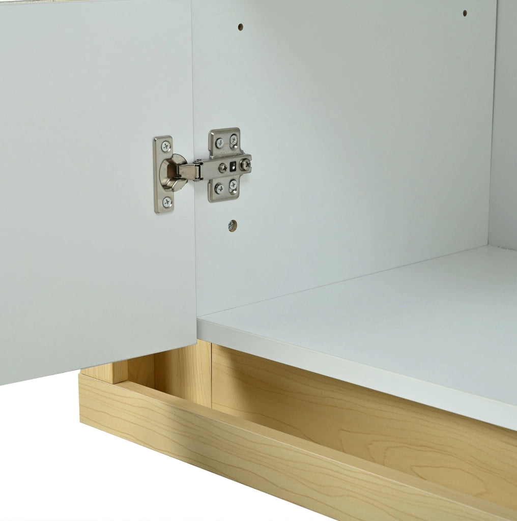 Credenza 140x40x84 cm con LED, vetro temperato e 3 ante