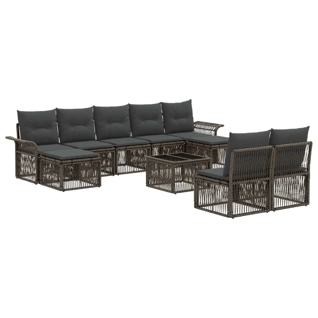 Set Divano da Giardino 10 pcs Grigio polyrattan
