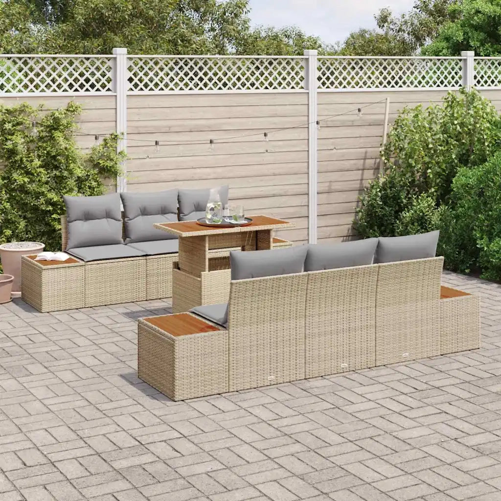 Set da Pranzo per Giardino con cuscino 7 pcs Beige e grigio 3350032