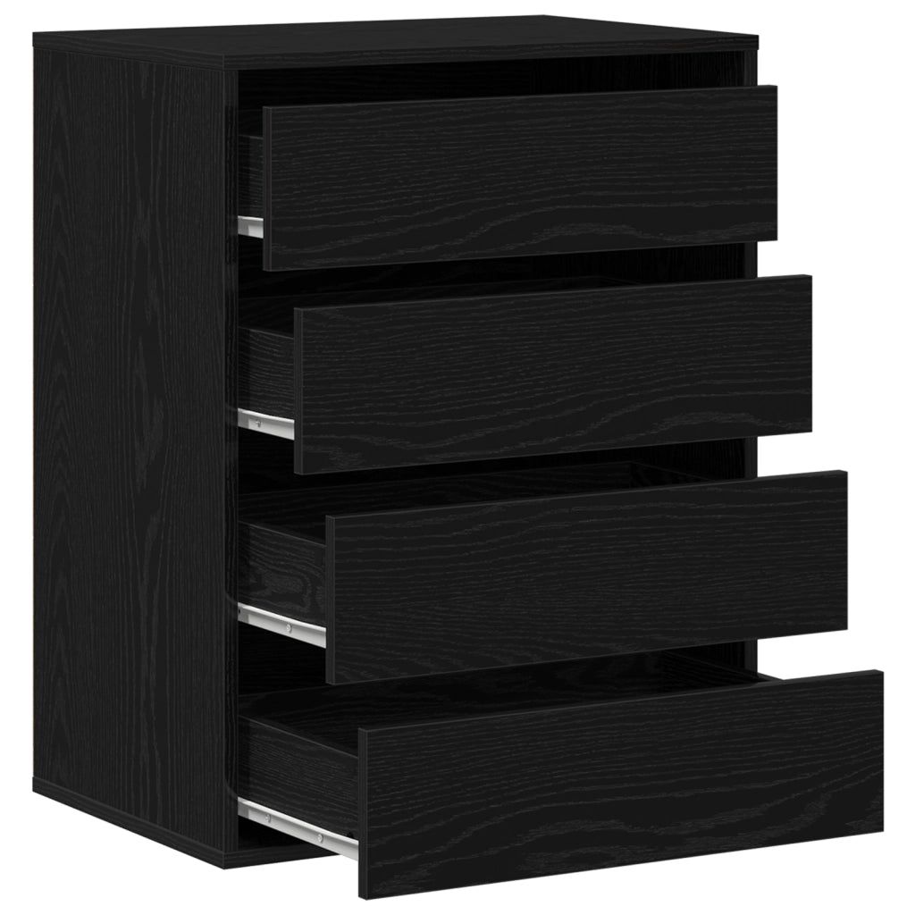 Cassettiera  Nero Rovere 60x41x76 cm Legno ingegnerizzato