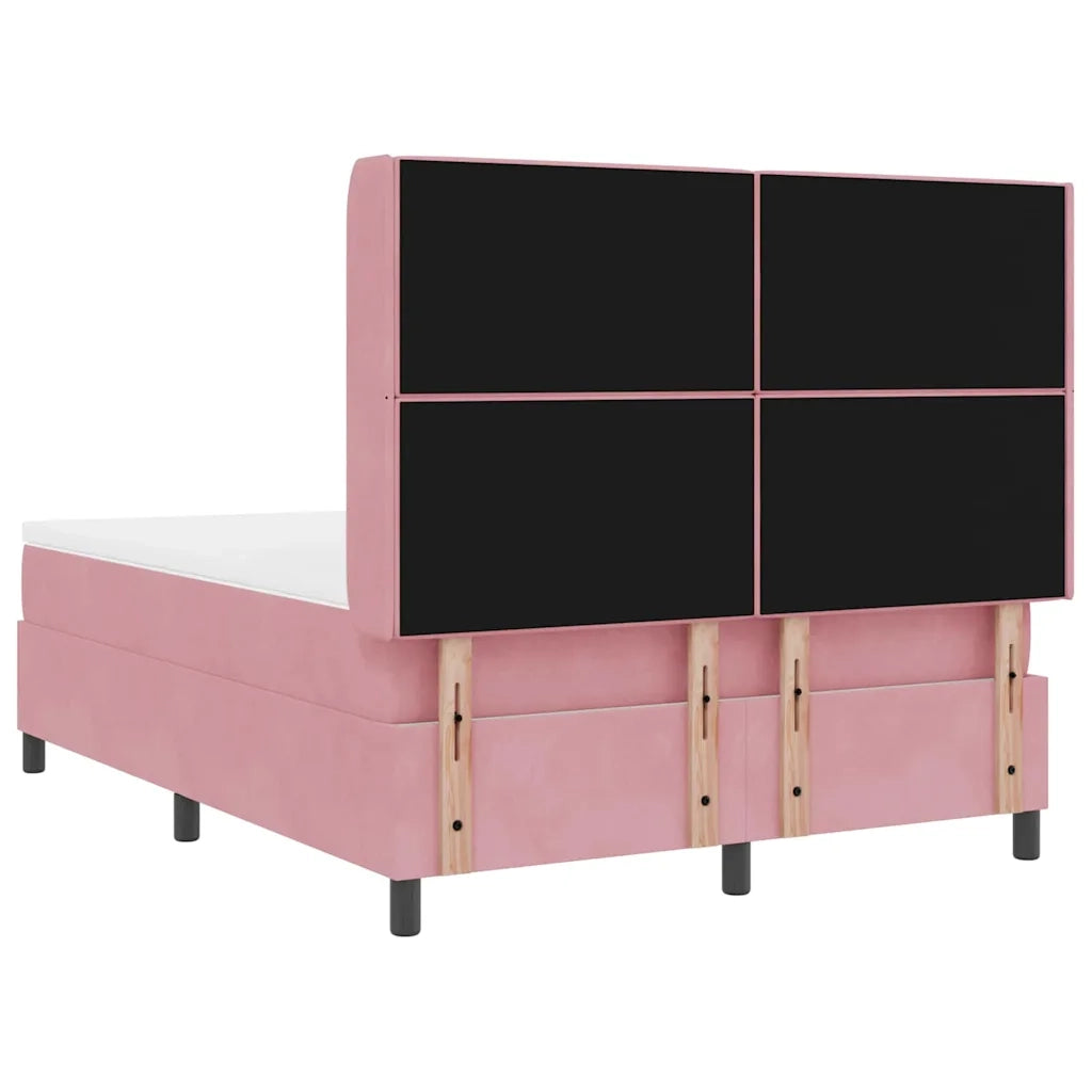Letto a molle con materasso Rosa 140 x 190 cm Velluto 3341953