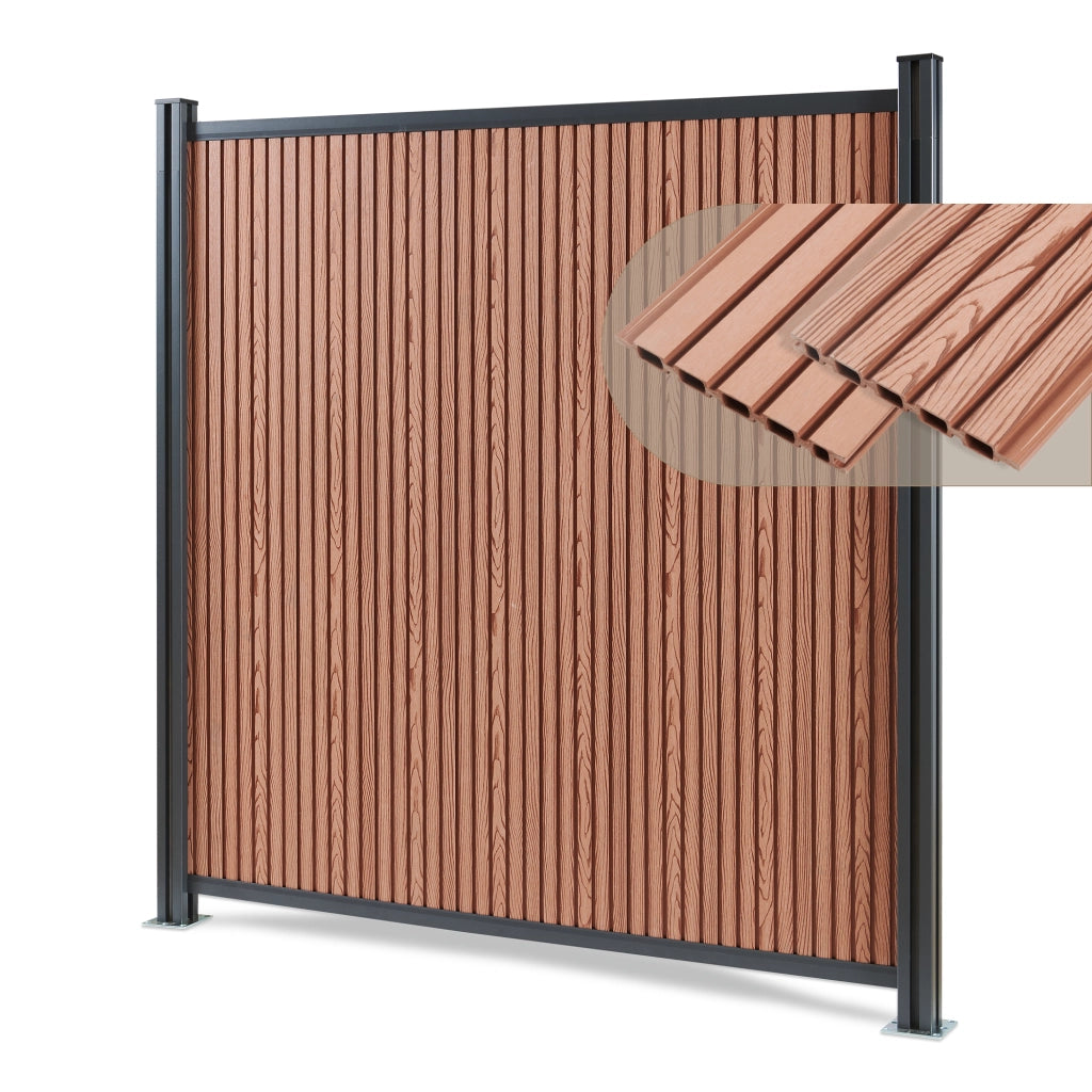 Recinzione Frangivista Grassano in WPC Estendibile con 2 Montanti (AxL) 185 x 180 - Marrone NEU.HOLZ