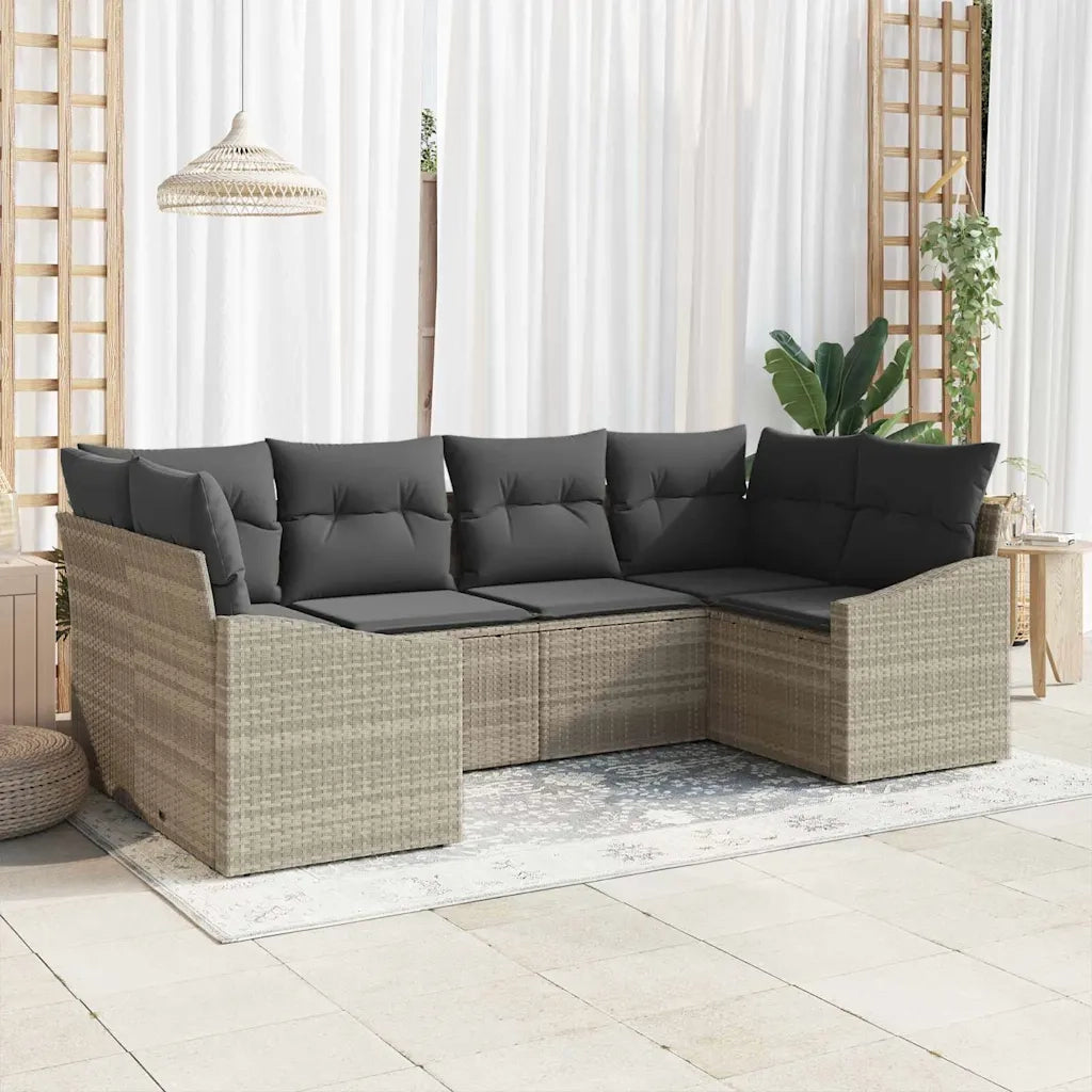 Set di divani con cuscino 6 pcs Grigio chiaro polyrattan 3346862