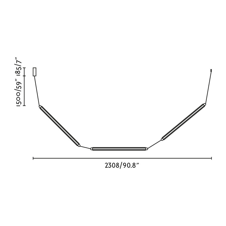 LUMINA 600 3L Sospensione curva nera 36W 2700K