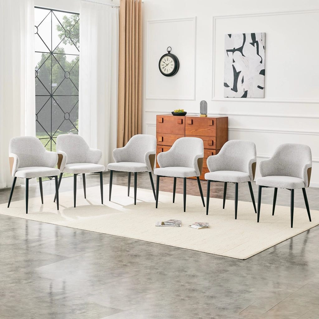 SEDIA DA PRANZO Set da 2 pezzi 83 cm Tessuto grigio chiaro e metallo