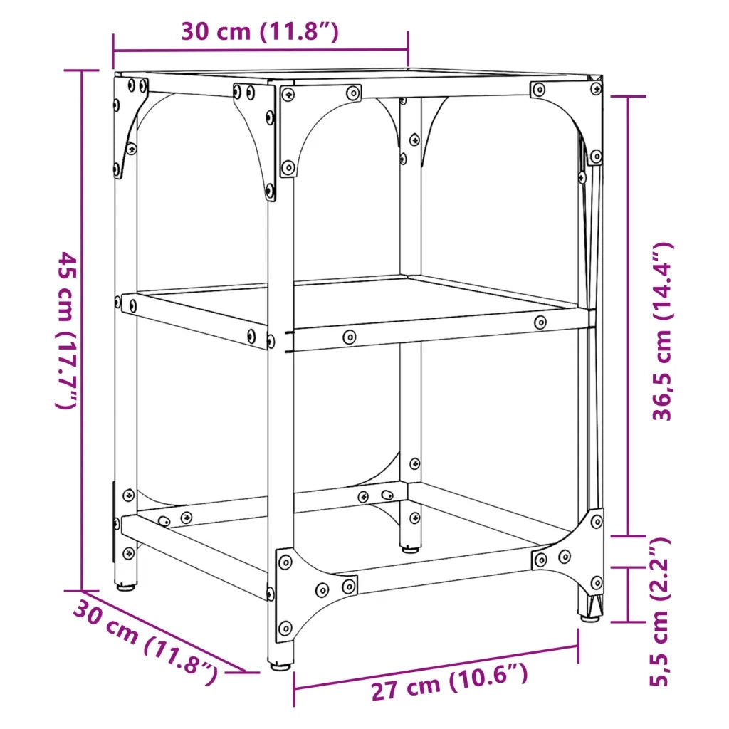 2 pz Tavolini da salotto | Tavolino da caff¨¨ | Tavolino da Soggiorno con Piano Vetro Nero 30x30x45cm Acciaio