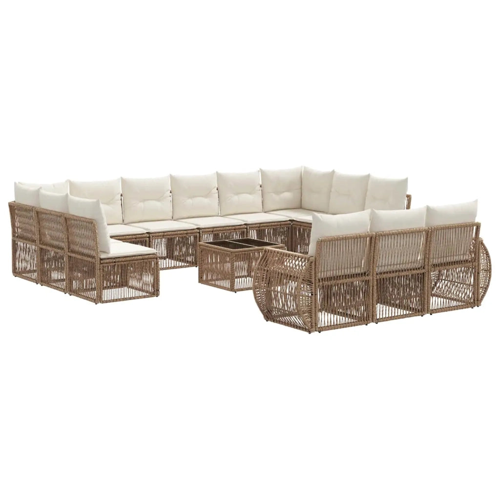 Set Divano da Giardino 14 pcs Beige e Bianco Crema polyrattan 3435573