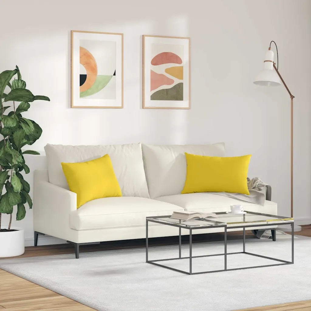 Cuscini da Divano 2 pz | Cuscini per sedie Giallo Chiaro 60 x 40 cm Tessuto