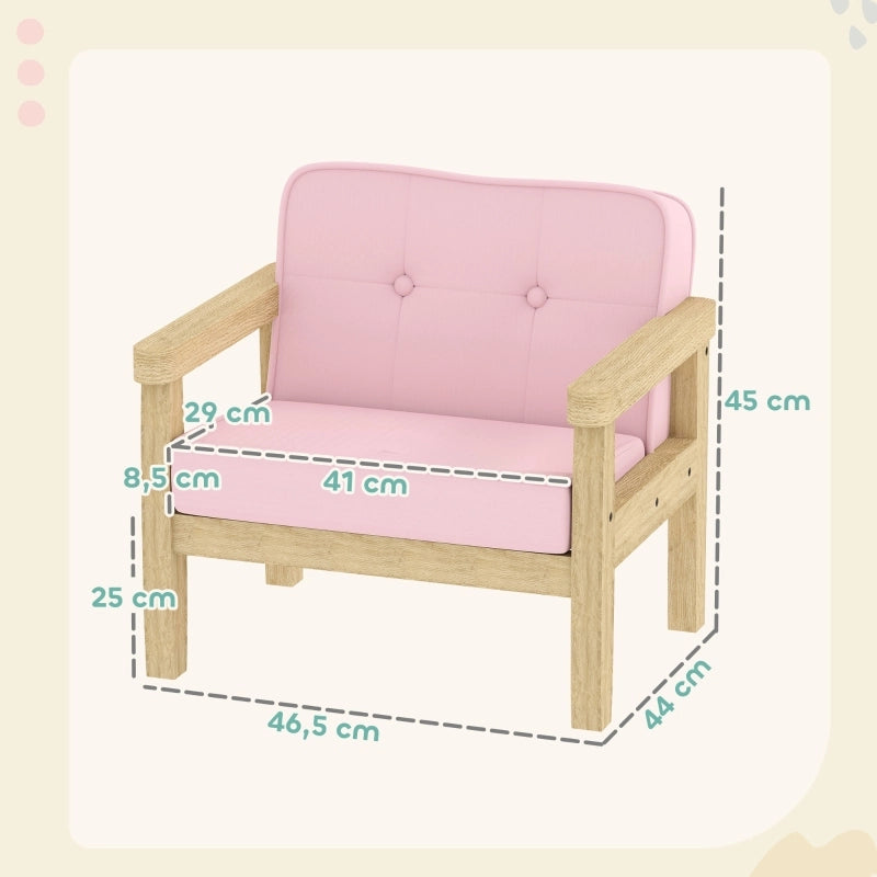 Poltroncina per bambini in legno e tessuto effetto corda, rosa, 3-8 anni