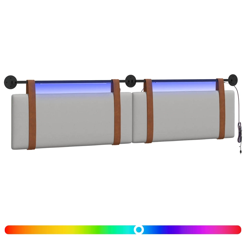Testiera | Testata sospesa Con luce LED Grigio Nuvola PU Antico