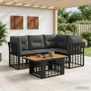 Set Divano da Giardino 5 pz Nero e Grigio scuro polyrattan 3437861