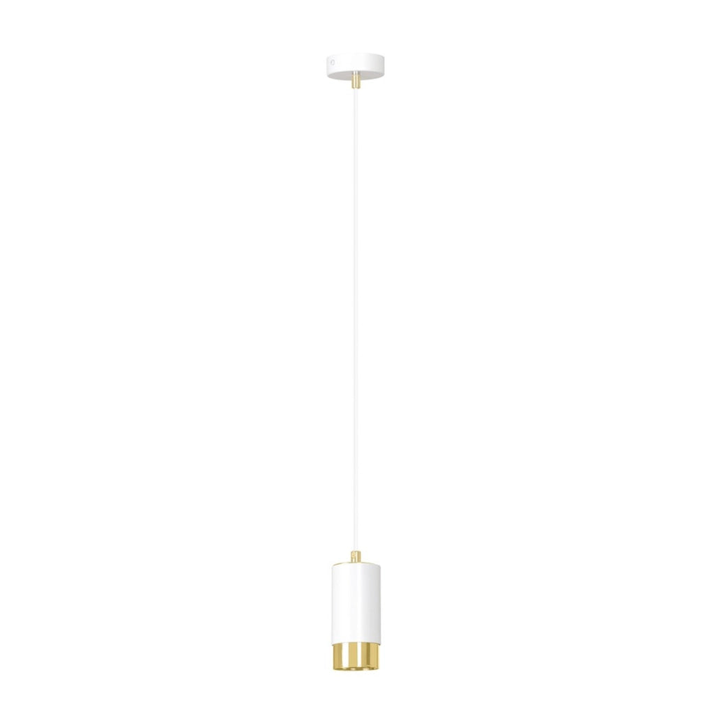 Lampada a sospensione Fumiko in acciaio bianco e oro