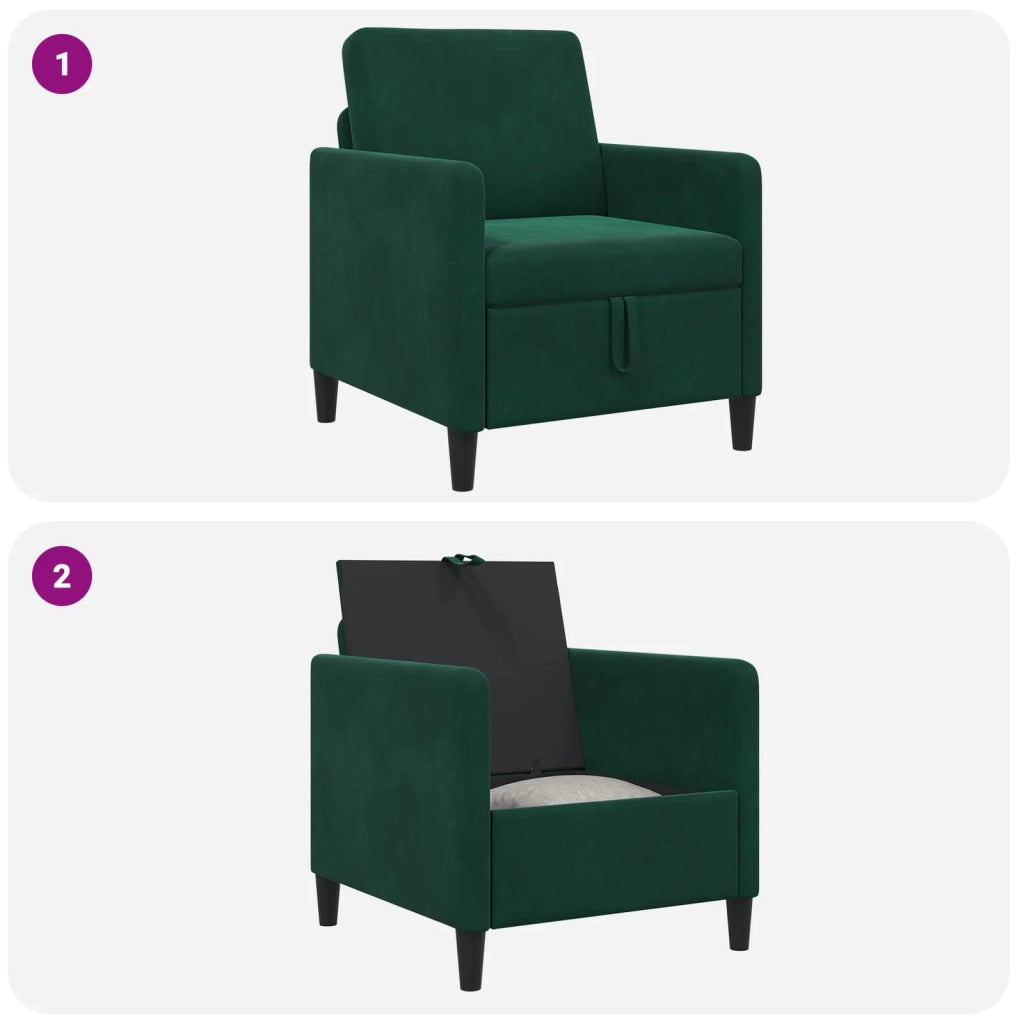 Divano con Storage Verde Scuro 72 x 78 x 87 cm Poliestere 42036879