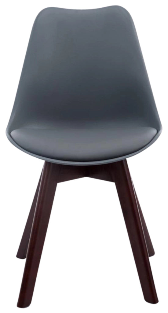 Set di 4 sedie per visitatori in similpelle Borneo grigio,noce