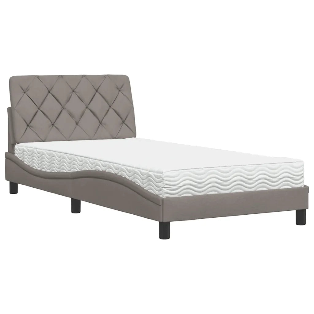 Letto con Materasso Tortora 100x200 cm in Tessuto 3310724