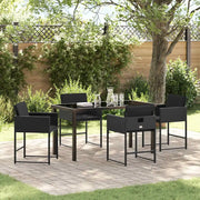 Set da Pranzo per Giardino 5 pcs Nero polyrattan