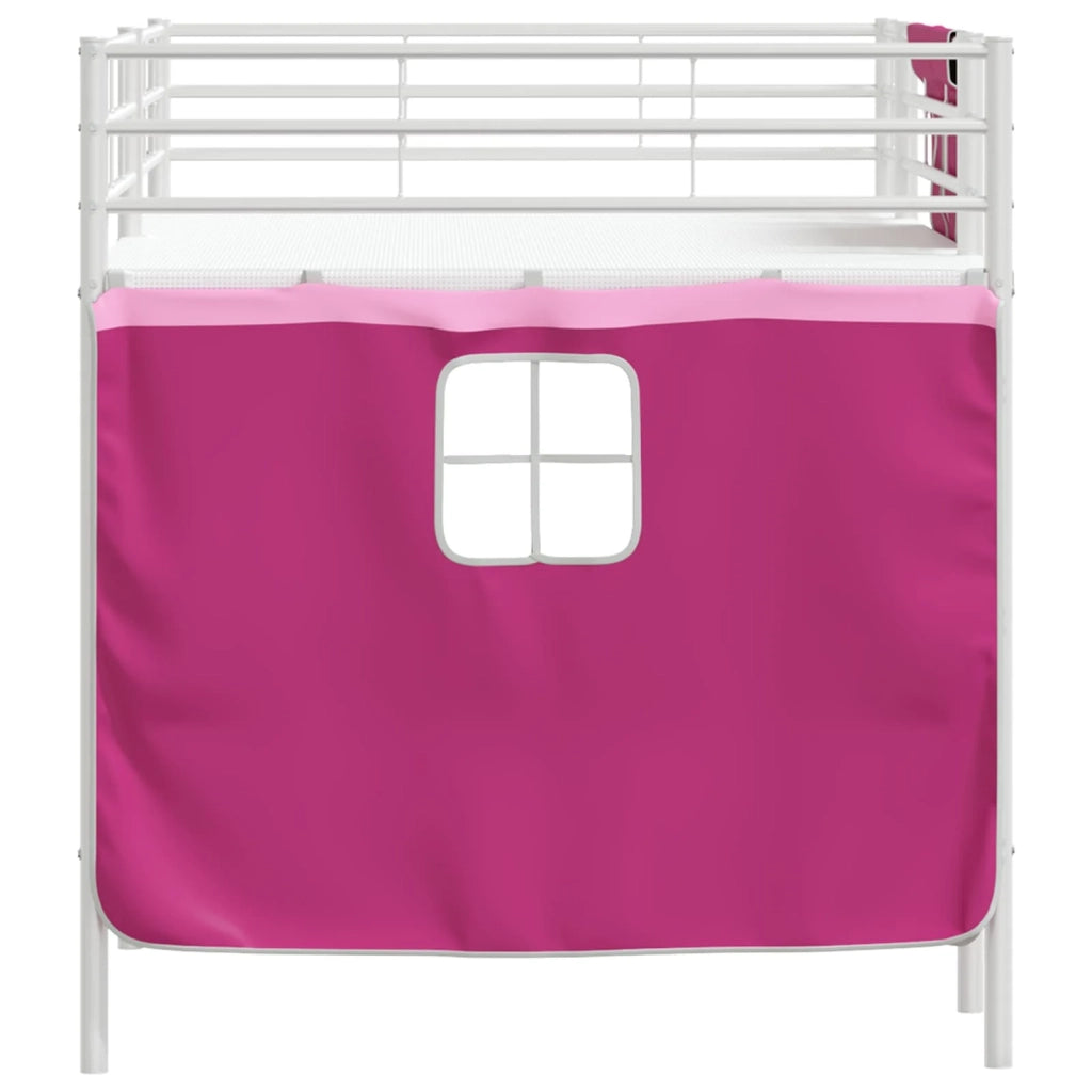 Struttura del Letto Loft per Bambini con Tendine Bianco e Rosa