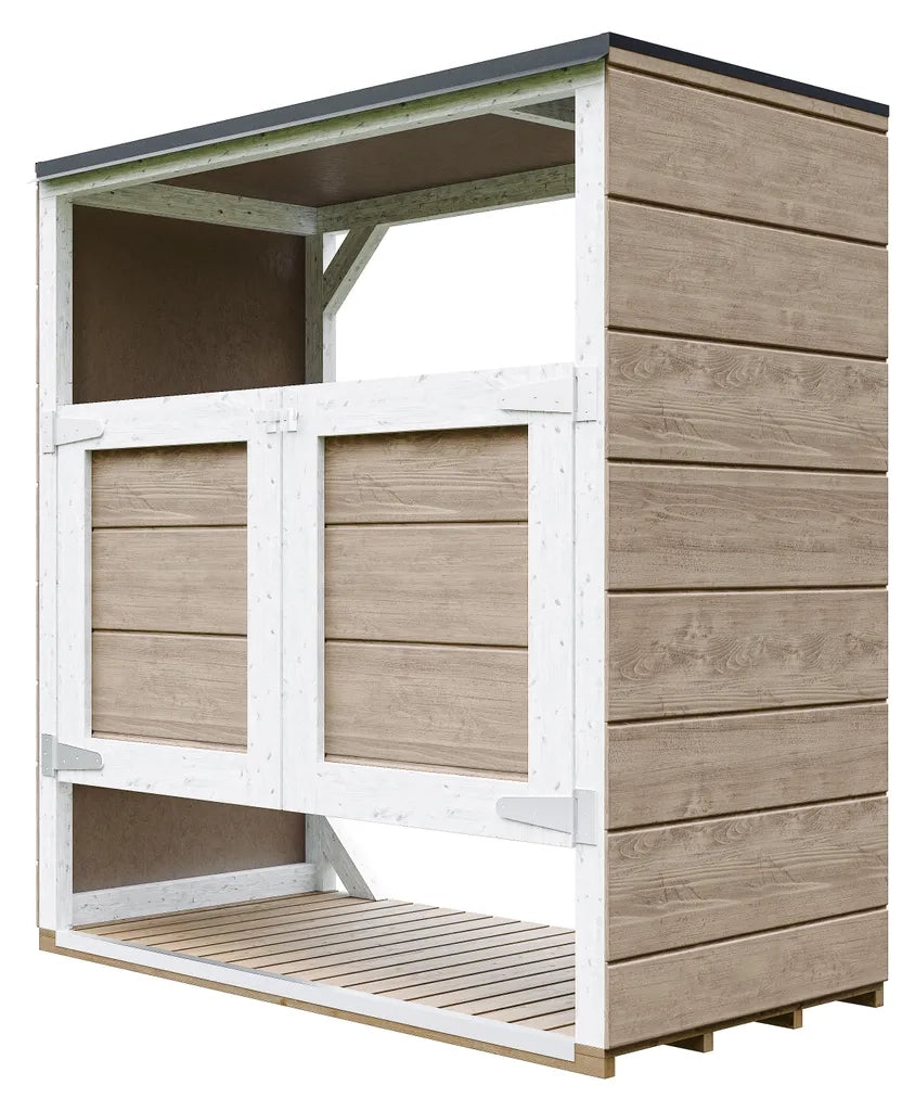 Ricovero per bidoni da giardino 2x240L TIMBELA M980A-TERRA BROWN