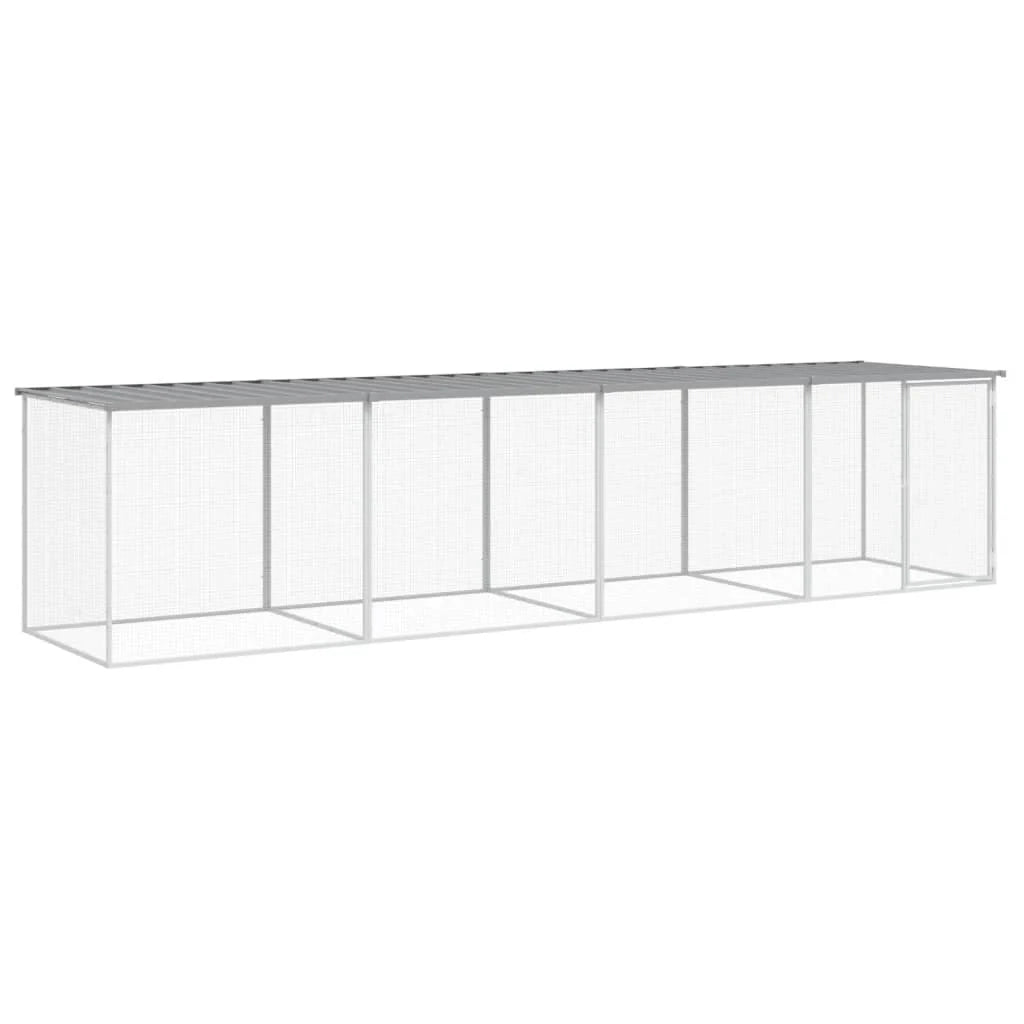Pollaio/recinto/gabbia per polli con tetto trasparente 403 x 98 x 90 cm acciaio zincato grigio 02_0043985