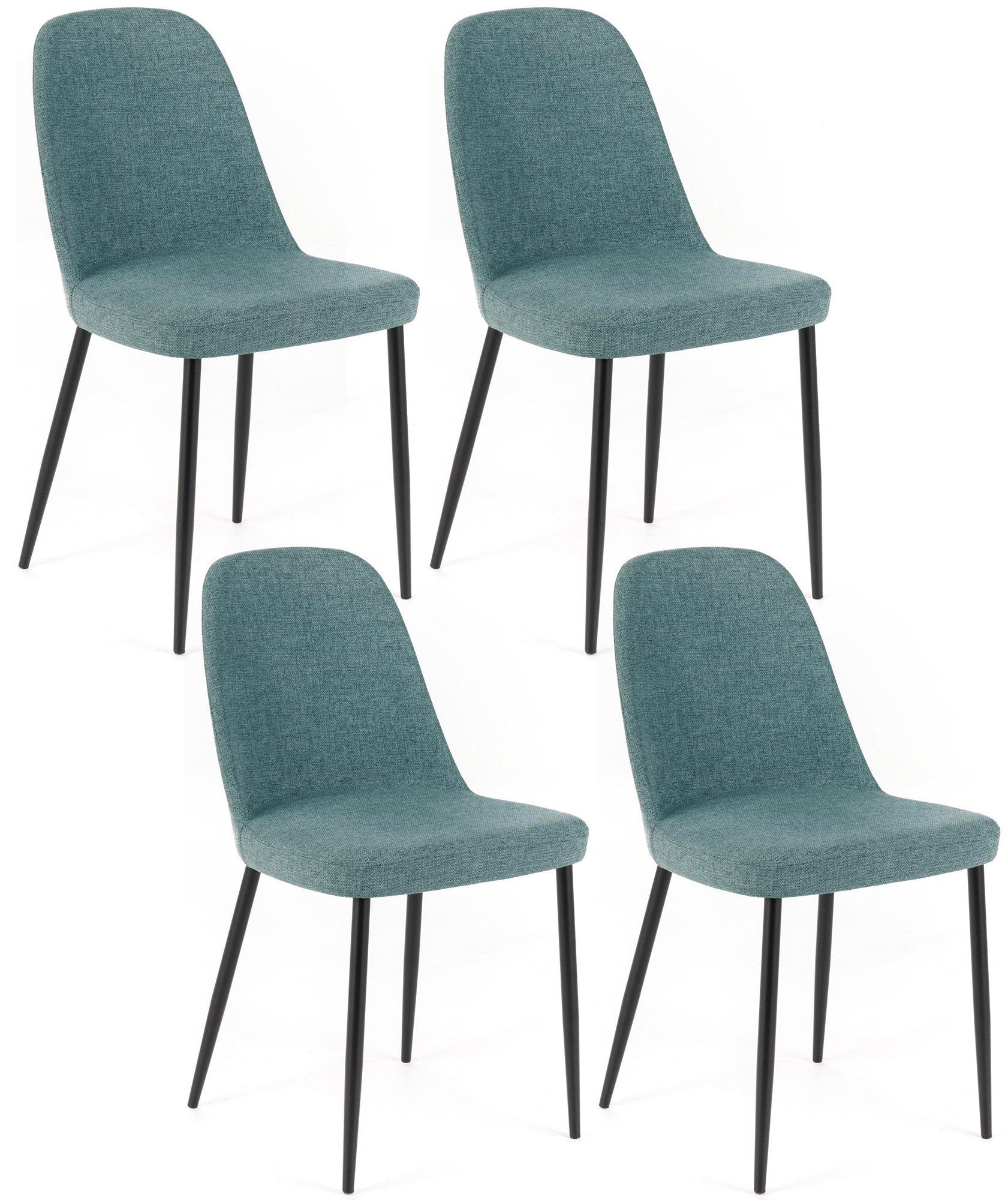 Set 4 Sedie 55x46xH85 cm in Tessuto Tamara Acquamarina