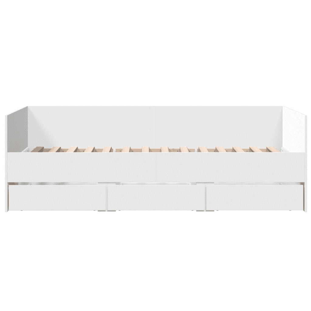 Divano Letto con Cassetti senza Materasso Bianco 90x200 cm