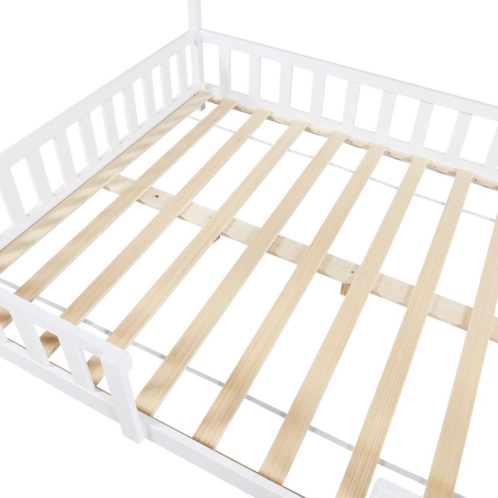 Letto per Cameretta Sisimiut a Forma di Casetta con Materasso 120x200 cm Bianco [en.casa] [neu.haus]
