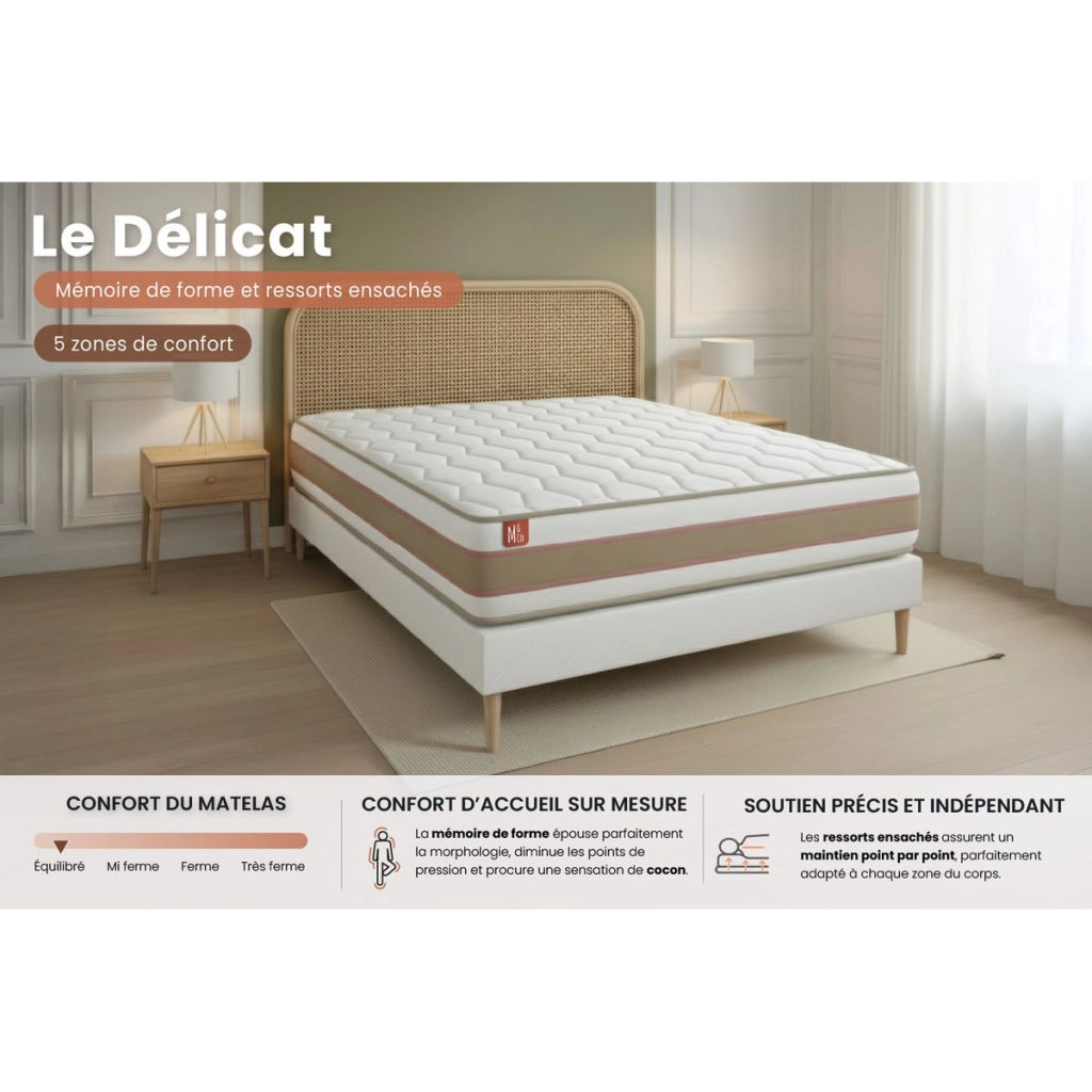 Materasso 180x200cm Molle insacchettate e memoria di forma - Le Délicat
