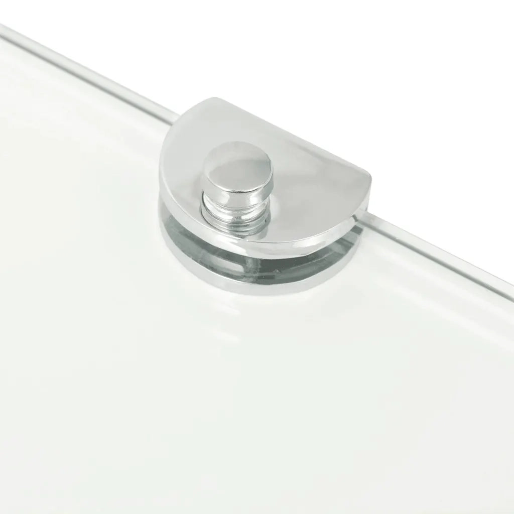 Mensola | Ripiano | Scaffale Angolare con Supporto in Cristallo Vetro Chiaro 45x45 cm