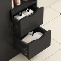 Armadietto da Bagno con 2 Cassetti Compartimento Aperto e Ripiani Regolabili per Spazio Piccolo 50x25x100 cm Bianco
