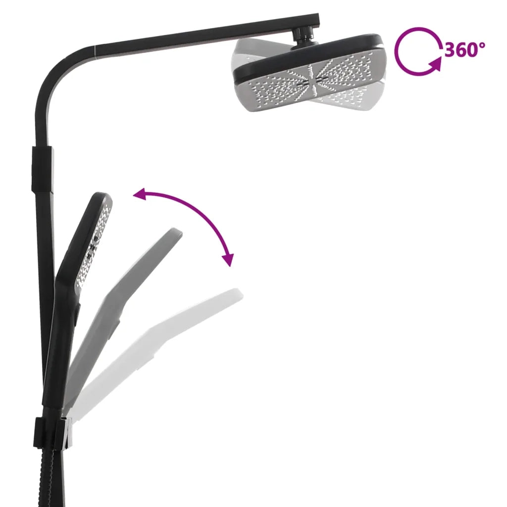 Set Soffione Doccia Duale con Miscelatore e Tubo Ottone Nero CFW8660184