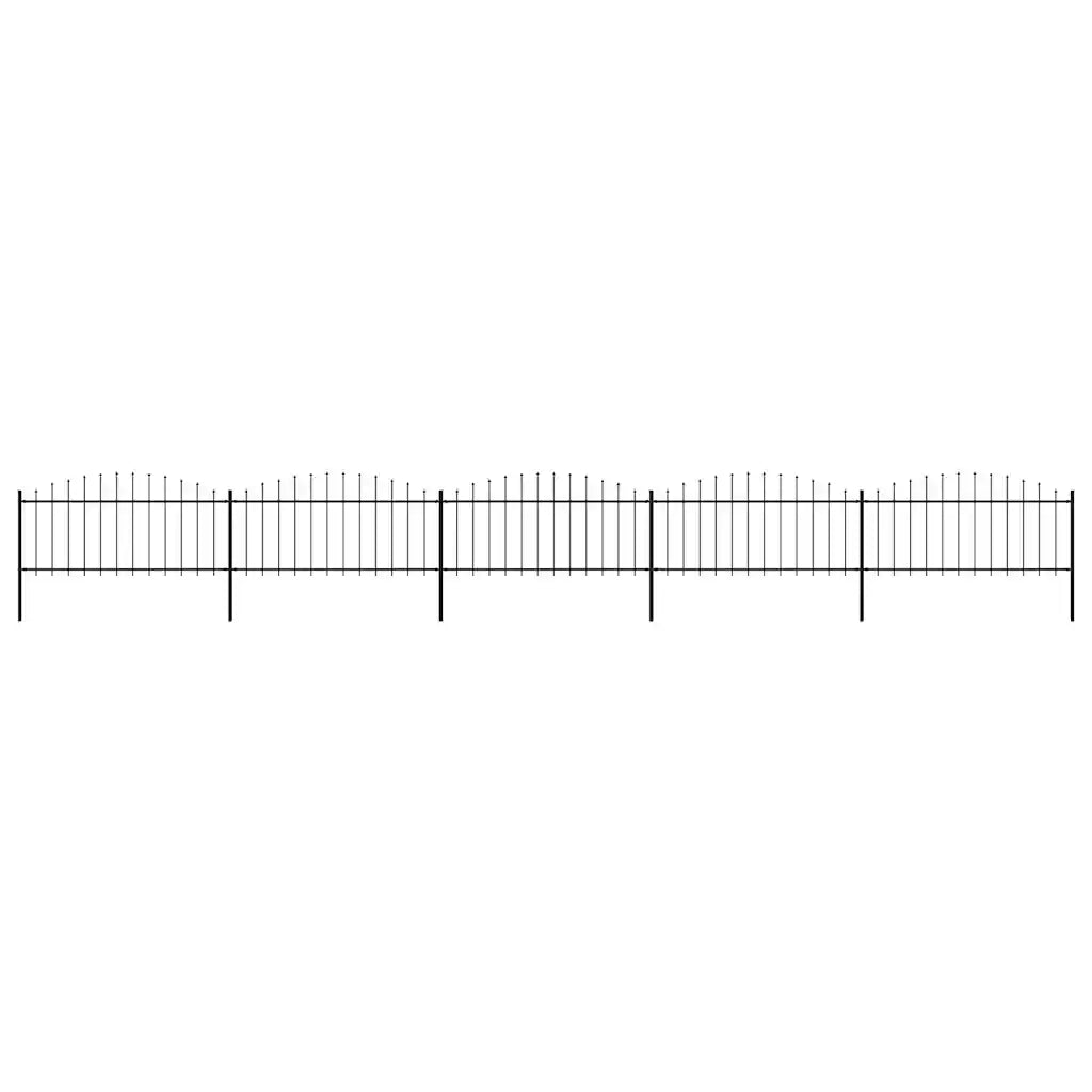 Recinzione da Giardino con Punta a Lancia in Acciaio 838x75 cm Nero 277707