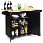 Carrello da cucina a ribalta, Isola da cucina con portaspezie portasciugamani cassetto battilardo armadio Nero-Carrelli