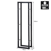 Portalegna Legnaia Verticale in Ferro 40x25x150 cm da Interno Max 100Kg  Nero