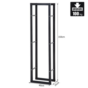 Portalegna Legnaia Verticale in Ferro 40x25x150 cm da Interno Max 100Kg  Nero