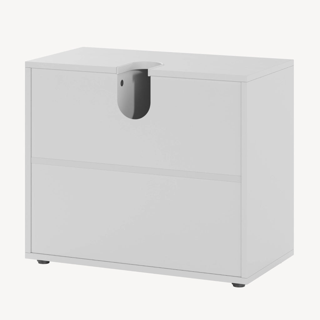 Mobile Sottolavabo Kulaik da Bagno ad Anta e 3 Scomparti Aperti 51 x 60 x 32 cm - Bianco [en.casa]