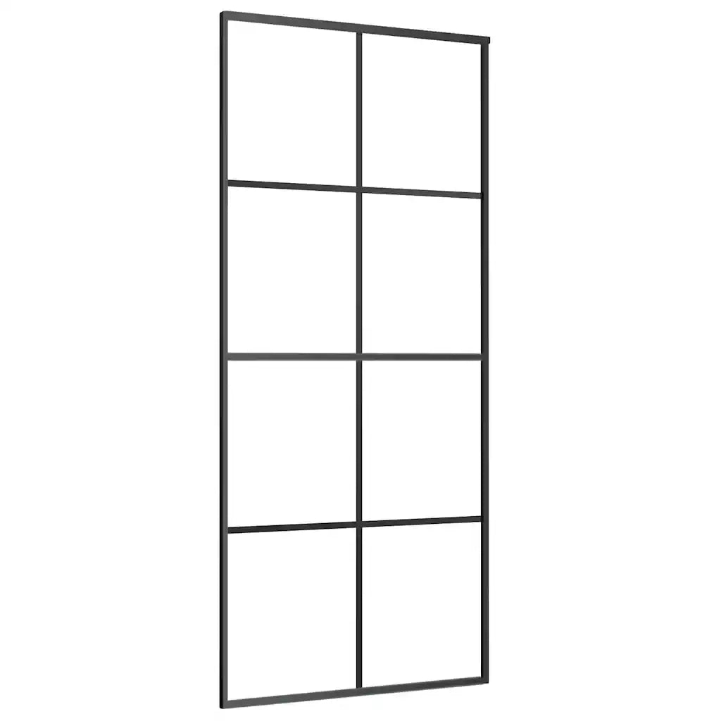 Porta Scorrevole Nera 90x205 cm in Vetro ESG e Alluminio 151670