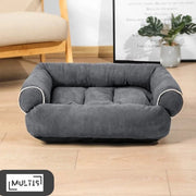 Cuscino per Cani in Pelle - Soffa per Cani - Base Anti-Slittamento - Misura 70x60x24cm - Lavabile - Colore Antracite
