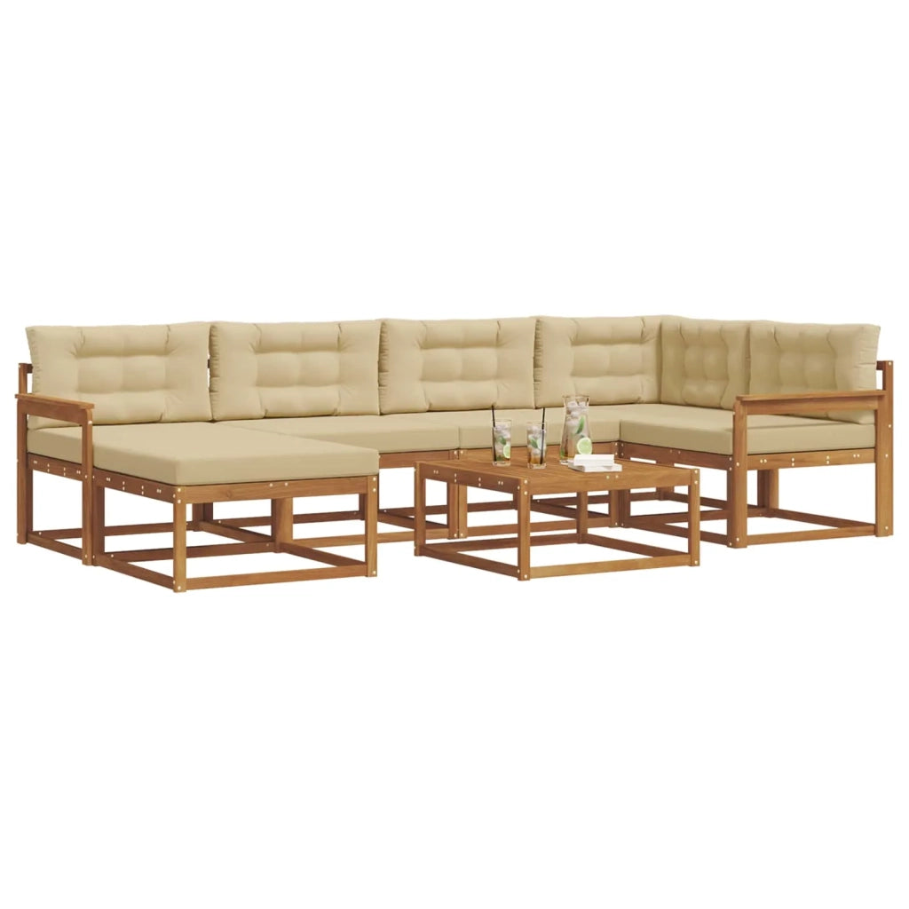 Set di divani da esterno con cuscino 7 pcs Naturale e Beige 3367851