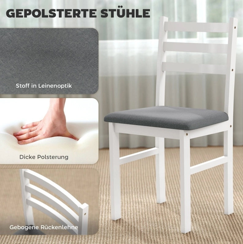 Set tavolo da pranzo bianco con 2 sedie imbottite