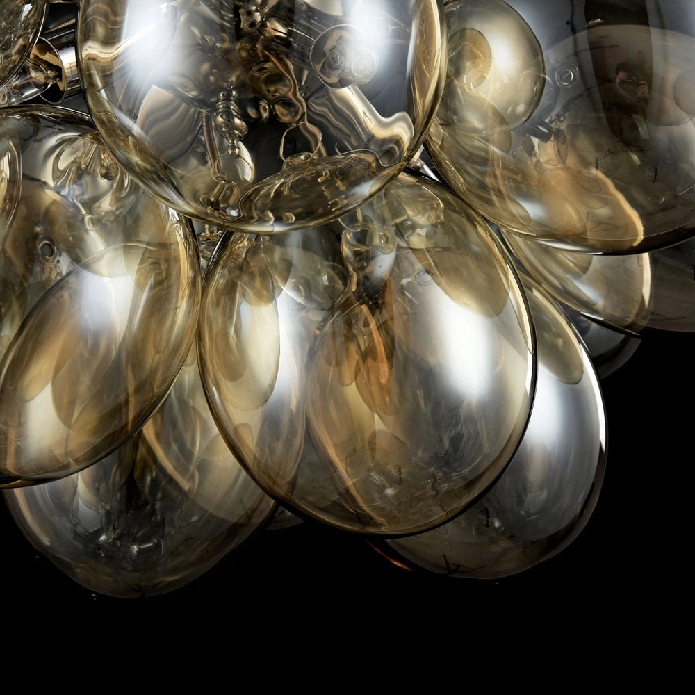 Plafoniera Contemporanea Balbo  Metallo Nichel 4 Luci Diffusori Cognac